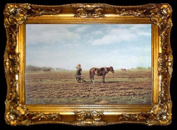 framed  Mikhail Klodt In the Ploughed Field, ta009-2